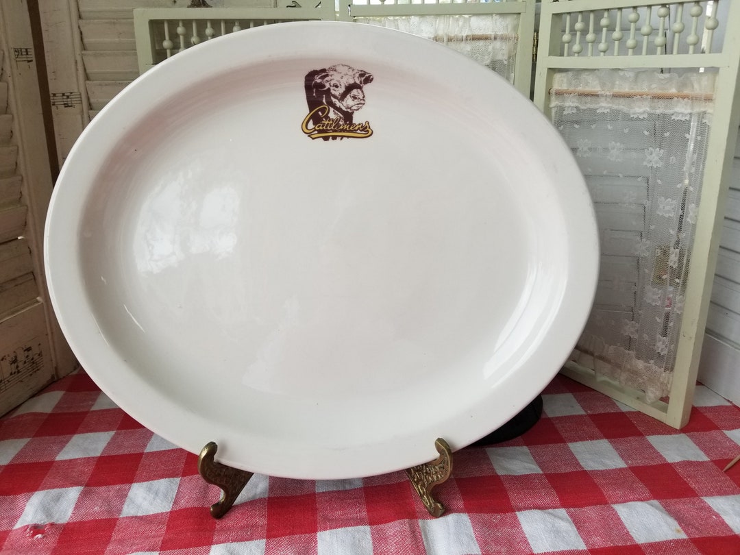 Vintage Homer Laughlin Cattleman's Restaurant Pottery Platter. This