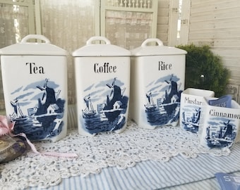 Glorious Antique Mepoco Ware Germany Canister Set. Featuring