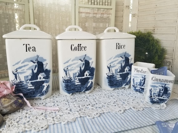 Glorious Antique Mepoco Ware Germany Canister Set. Featuring