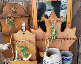 Your choice of 4 wooden apothecary/ spoon racks. These Charming vintage wood racks will add much to your homesteaders Cottage kitchen