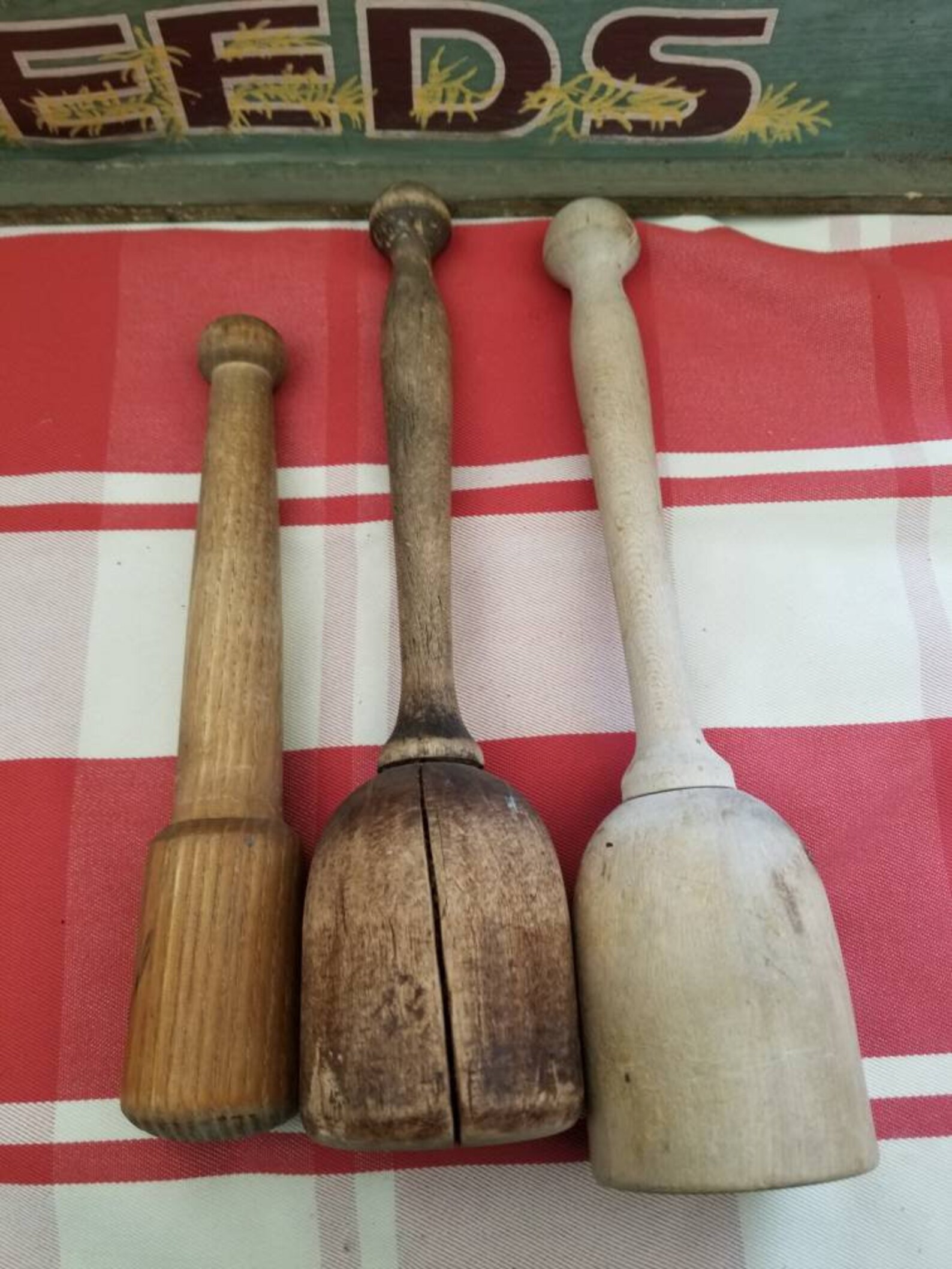 Trio of Antique Solid Wood Potato Mashers. These 3 Primitive Etsy