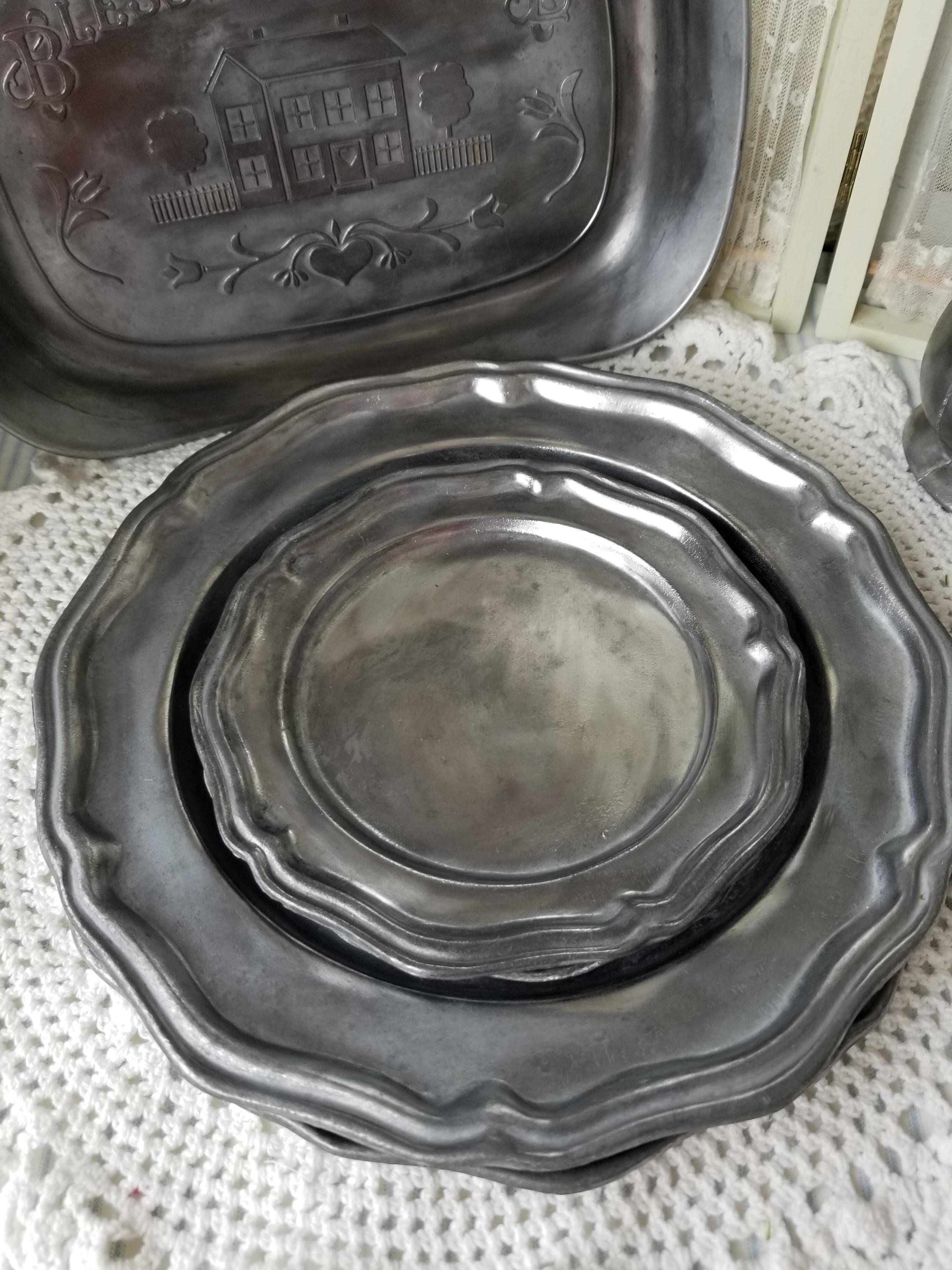 Vintage Crown - Castle Ltd. Queen Anne-style Single Pewter Plate