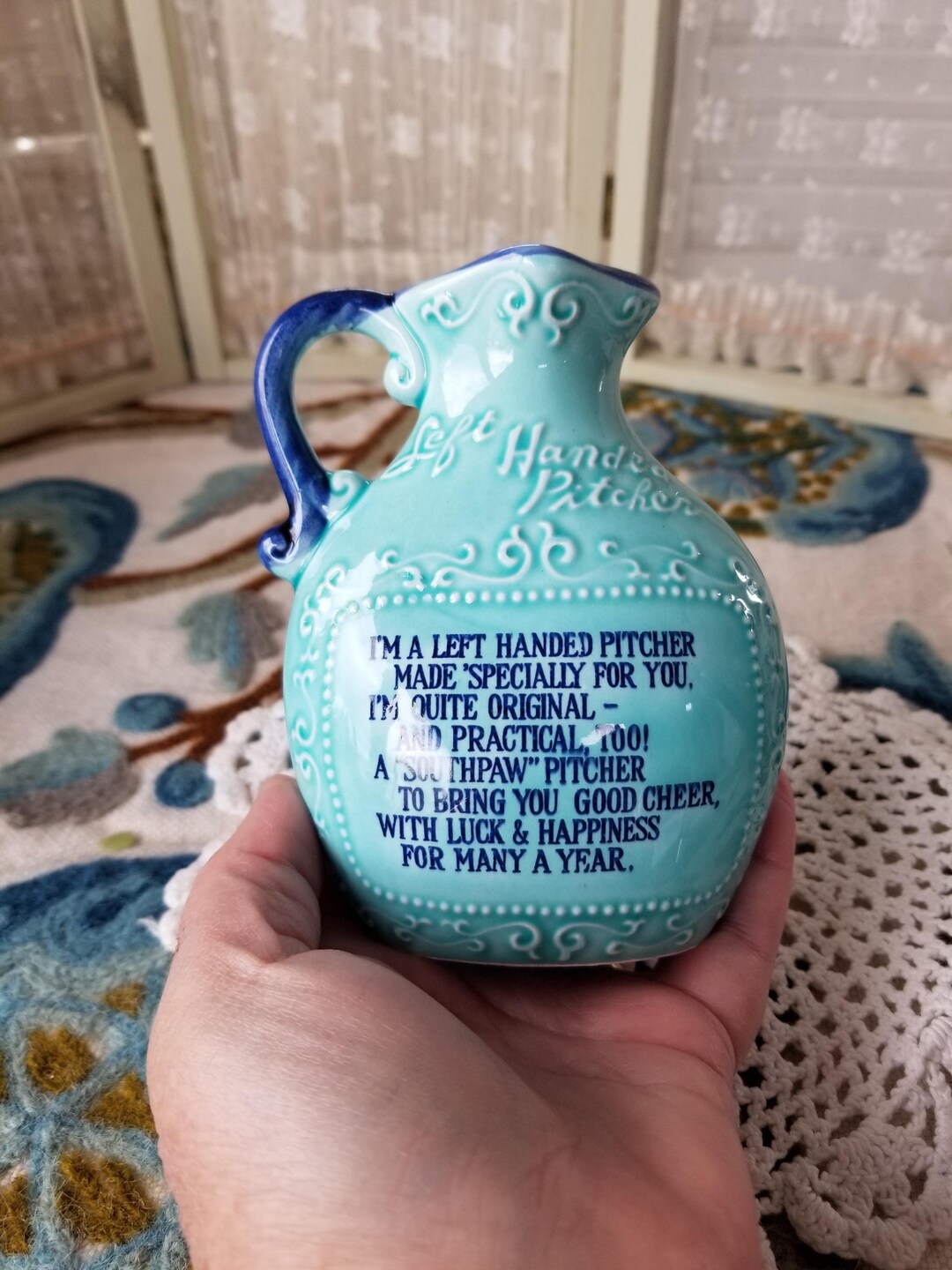 Adorable Little Aqua Blue Pitcher Designed for Left-handers. This Cute ...