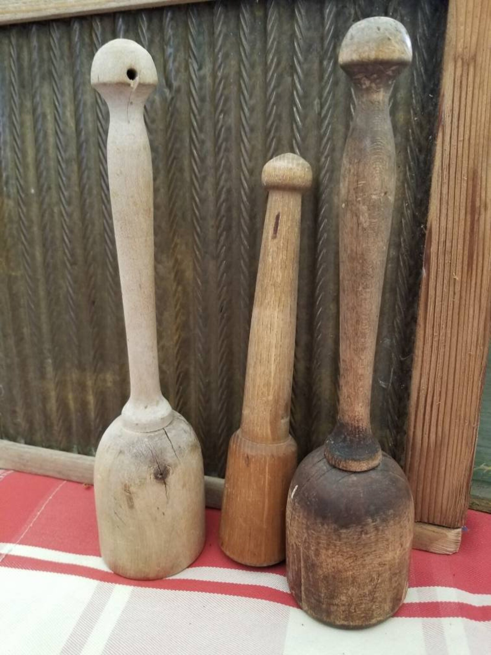 Trio of Antique Solid Wood Potato Mashers. These 3 Primitive Etsy