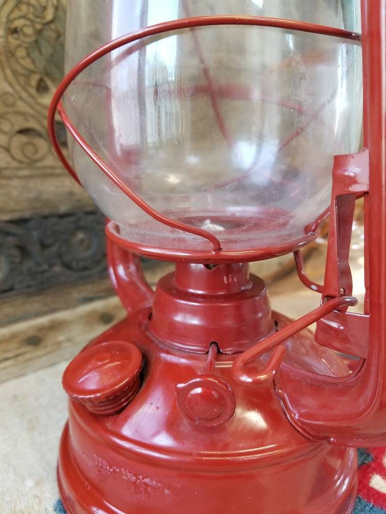 Vintage American Camper Red Kerosene Camp Lantern Rustic Lodge Decor