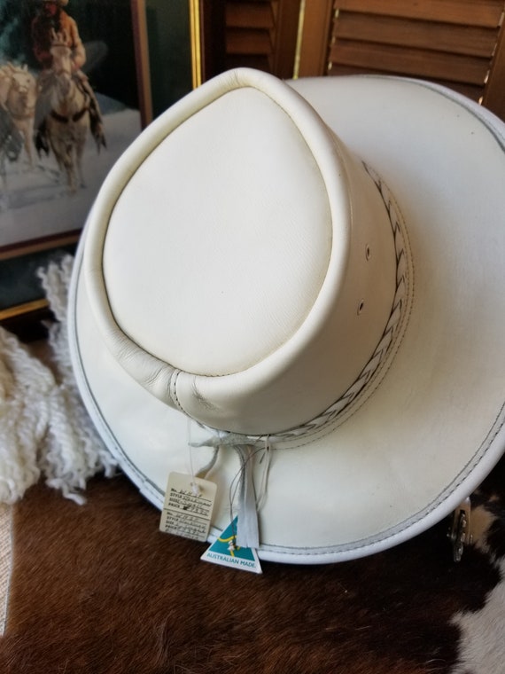 Gorgeous White Ladies Australian Leather Cowboy Hat. This Crisp White Leather Small Cowboy Hat Was Handmade by BC Hats in Australia.
