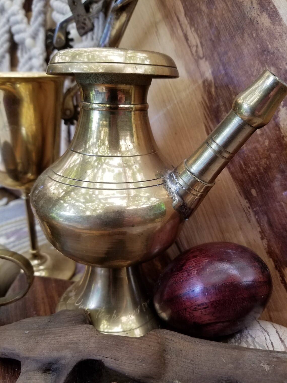 Vintage heavy brass hookah crafted in Nepal. According to Etsy