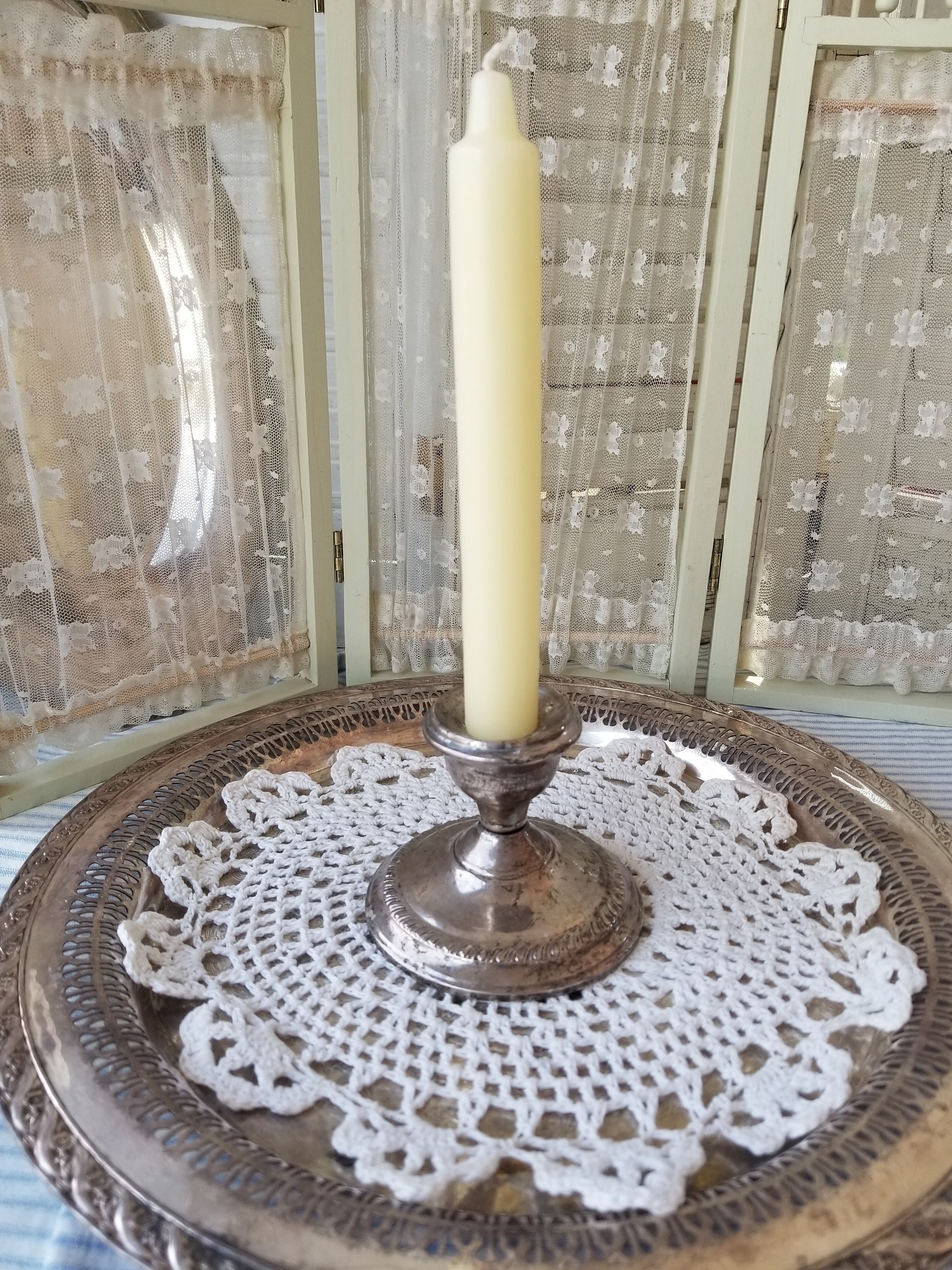 This Aged Heavy Sterling Silver Candlestick is Stamped Nscu