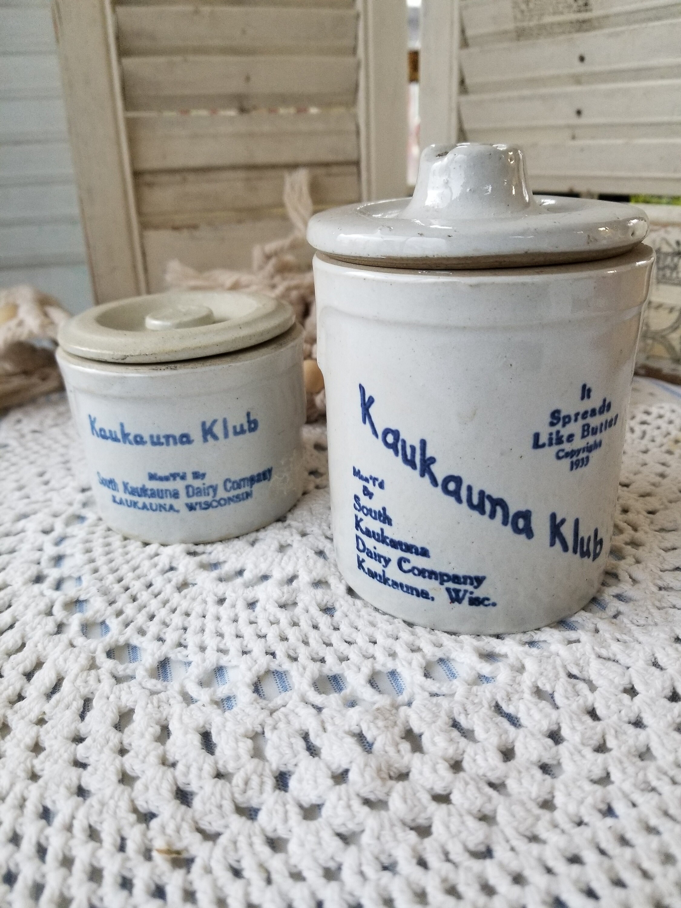 Kaukauna Klub Appetizer Crock / Small Farmhouse Stoneware Crock W/ Wire  Bale / Appetizer Sala Dessert Crock 