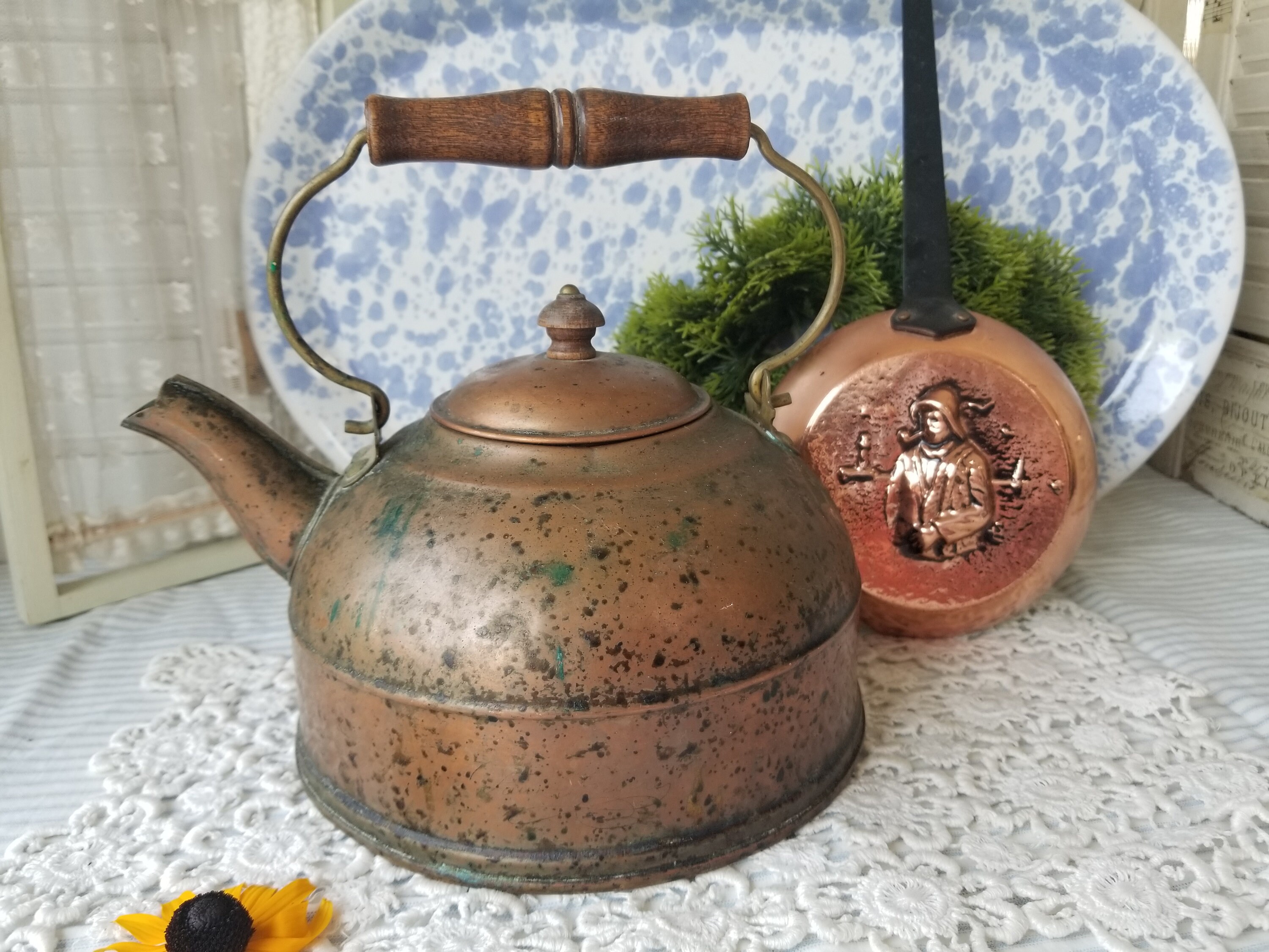 Vintage Paul Revere Copper Tea Kettle. This Rustic Aged Copper Tea Kettle is Perfect for a Steaming Cup of Tea With Farmhouse Charm. Etsy
