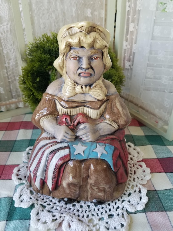 Mid-century Betsy Ross Toby Mug Pitcher. This Rustic Vintage Betsy