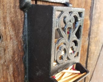 Vintage Jasco Metal Matchbox Holder Wall Pocket With Rooster and