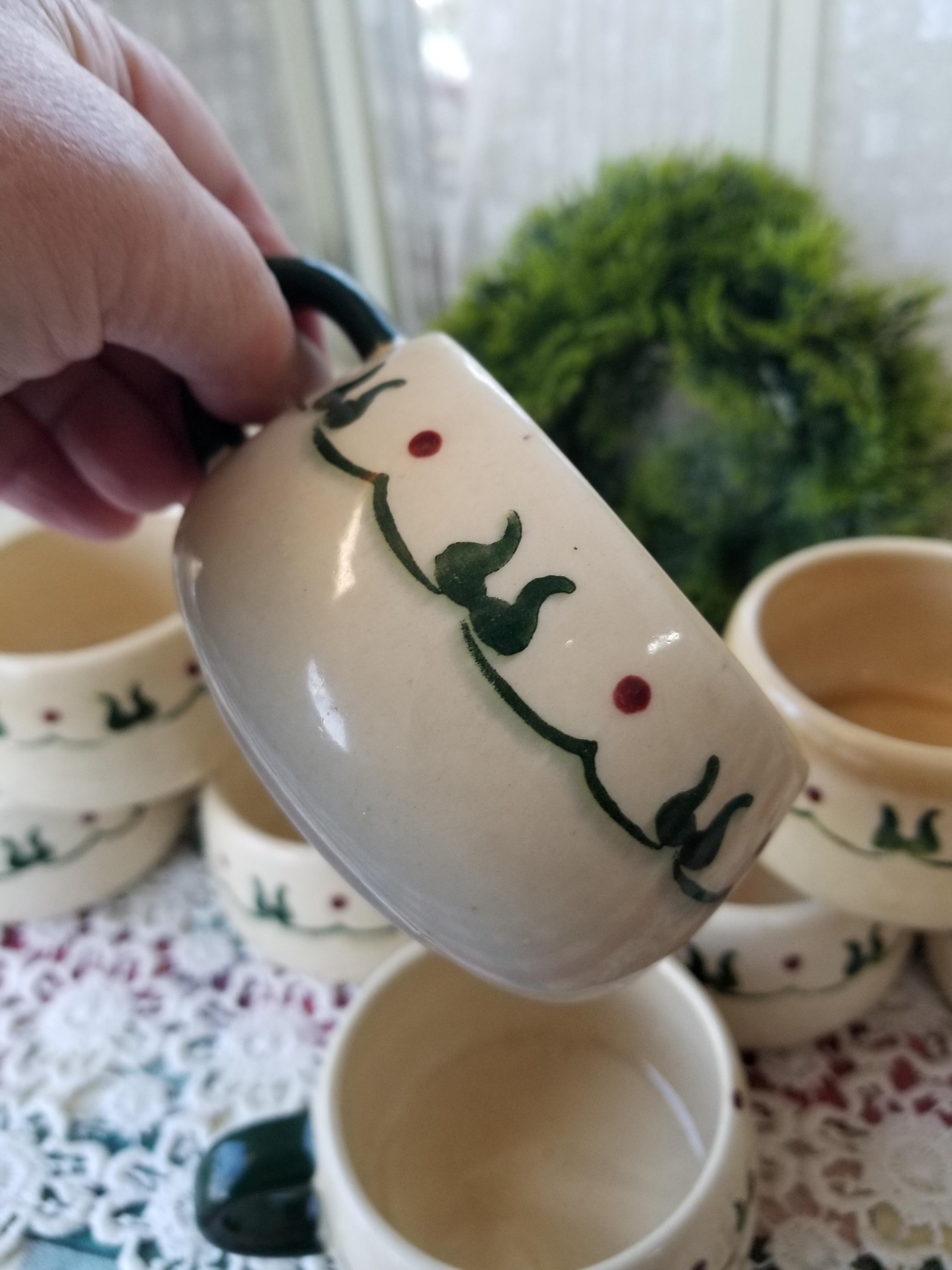 Vintage 1950s MCM Metlox Poppytrail Navajo Tea Cup Set Of 7