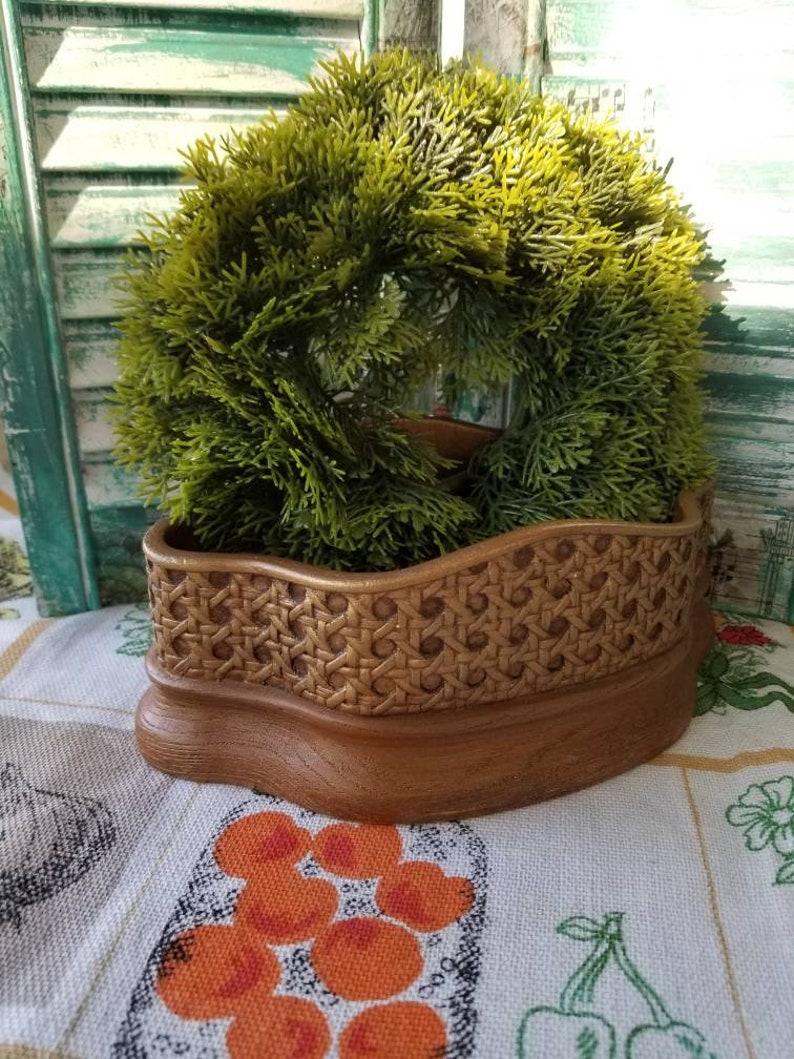 Vintage 1981 FTD Floral Design Container. This Faux Wood and Rattan ...