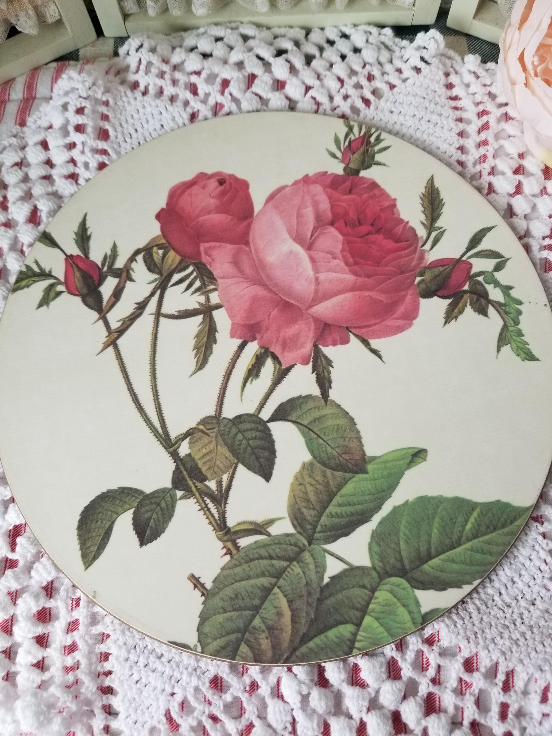 Lovely and Idyllic Vintage 5 Round Lady Clare Placemats. Pink