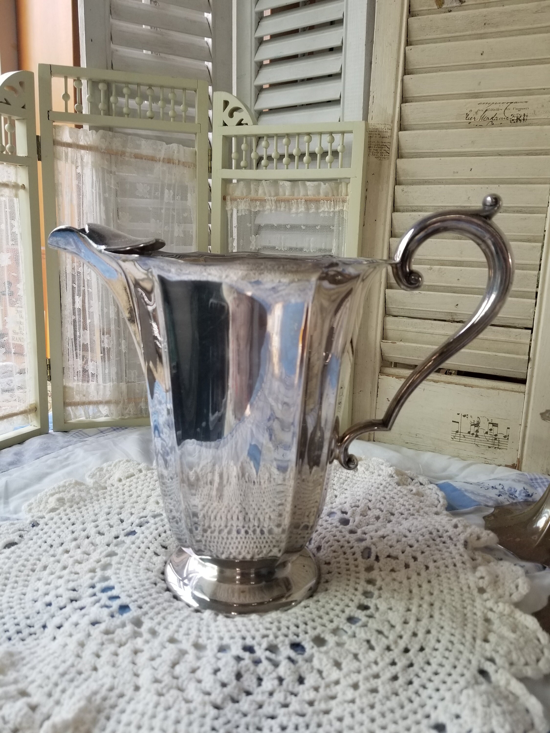 Antique silver deals plate water pitcher