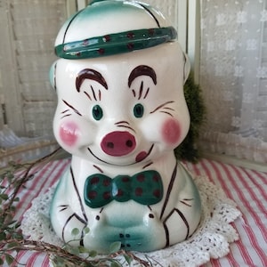 お菓子入れ　クッキージャー　ビィンテージ　ファーマーピッグ Farmer Pig Cookie Jar - Etsy