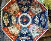 Beautiful antique Imari Japanese panel Bowl. Warm blues and reds adorned this bowl. Your fingers can feel the color in this Imari bowl.