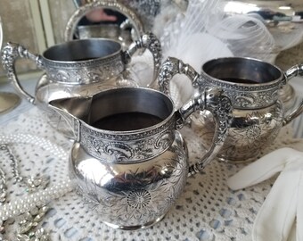 recolte RCD-1（S） SILVER Vintage LEONARD SILVERPLATE Set Coffee Tea Pot Creamer Sugar