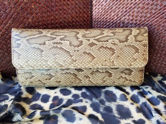 Exotic vintage authentic python skin clutch purse… - image 5