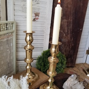 Pair of brass candlesticks.