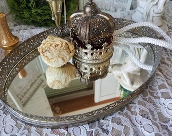 Vintage Matson Gold Vanity Wall Mirror Tray #T420 W/broken Handle