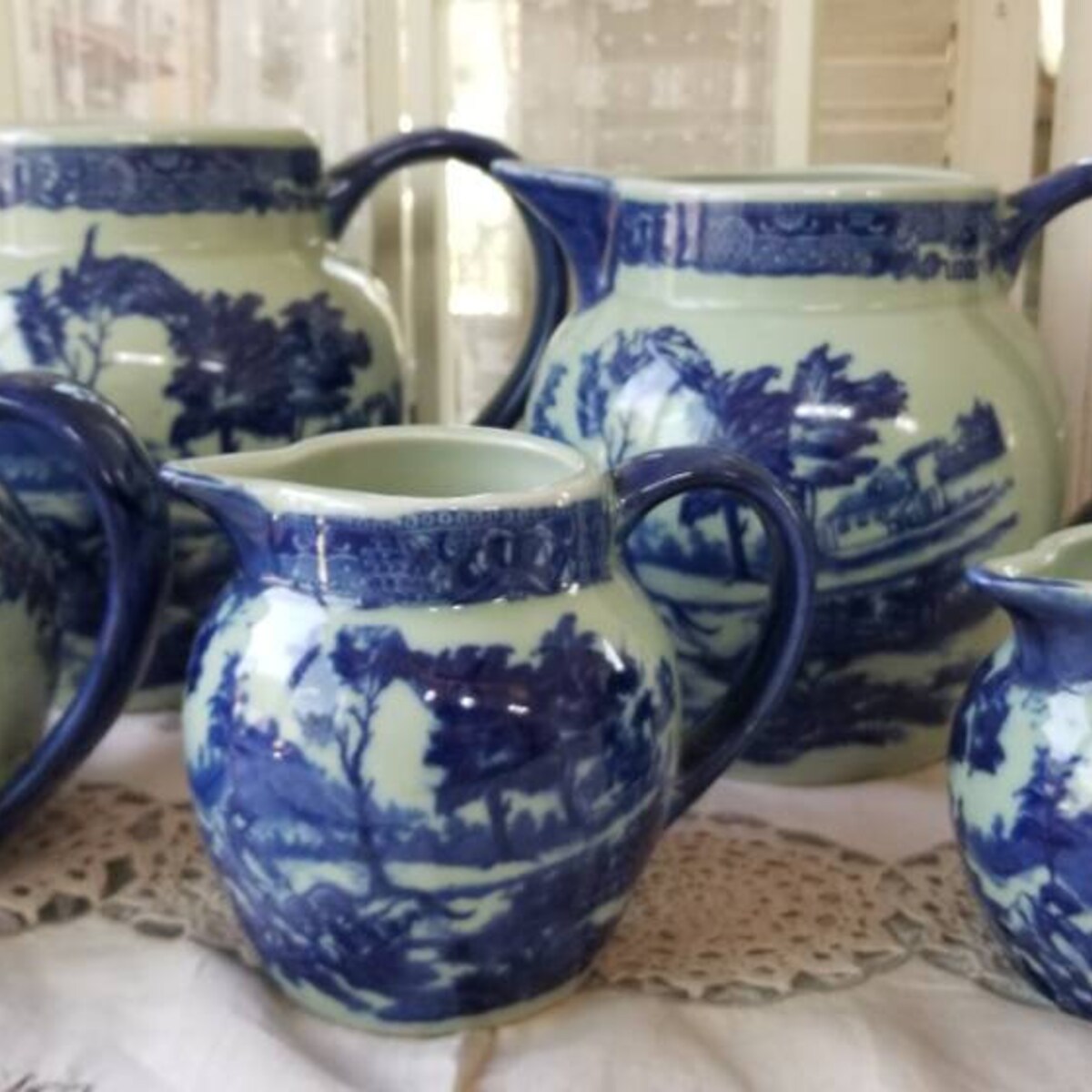Absolutely Smashing Set of Five Antique Victorian Ware Flow
