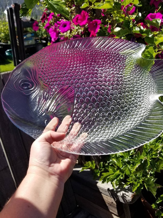 Sparkling Clear Glass Fish Platter. This Vintage Arcoroc Clear Etsy