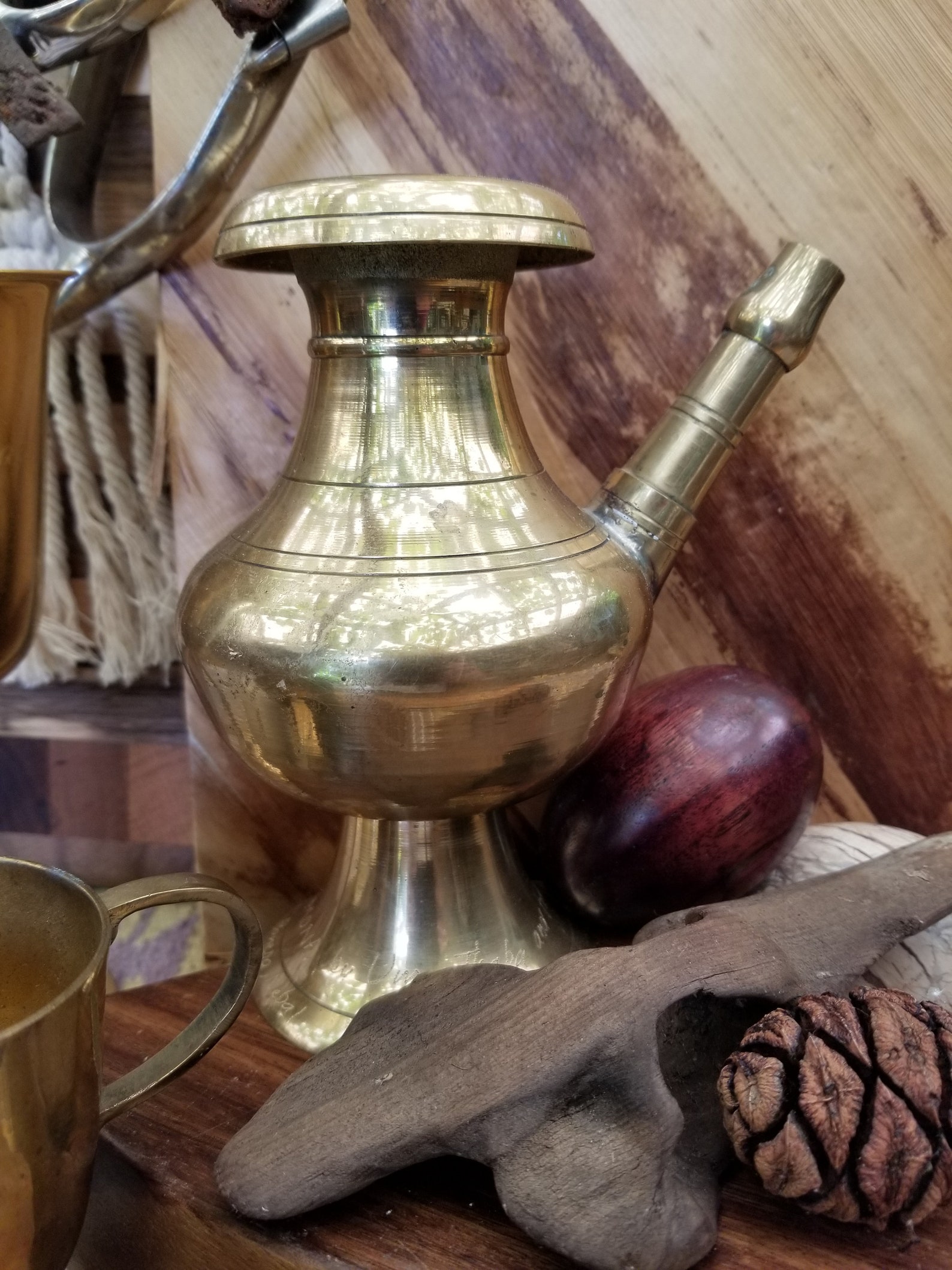 Vintage heavy brass hookah crafted in Nepal. According to Etsy