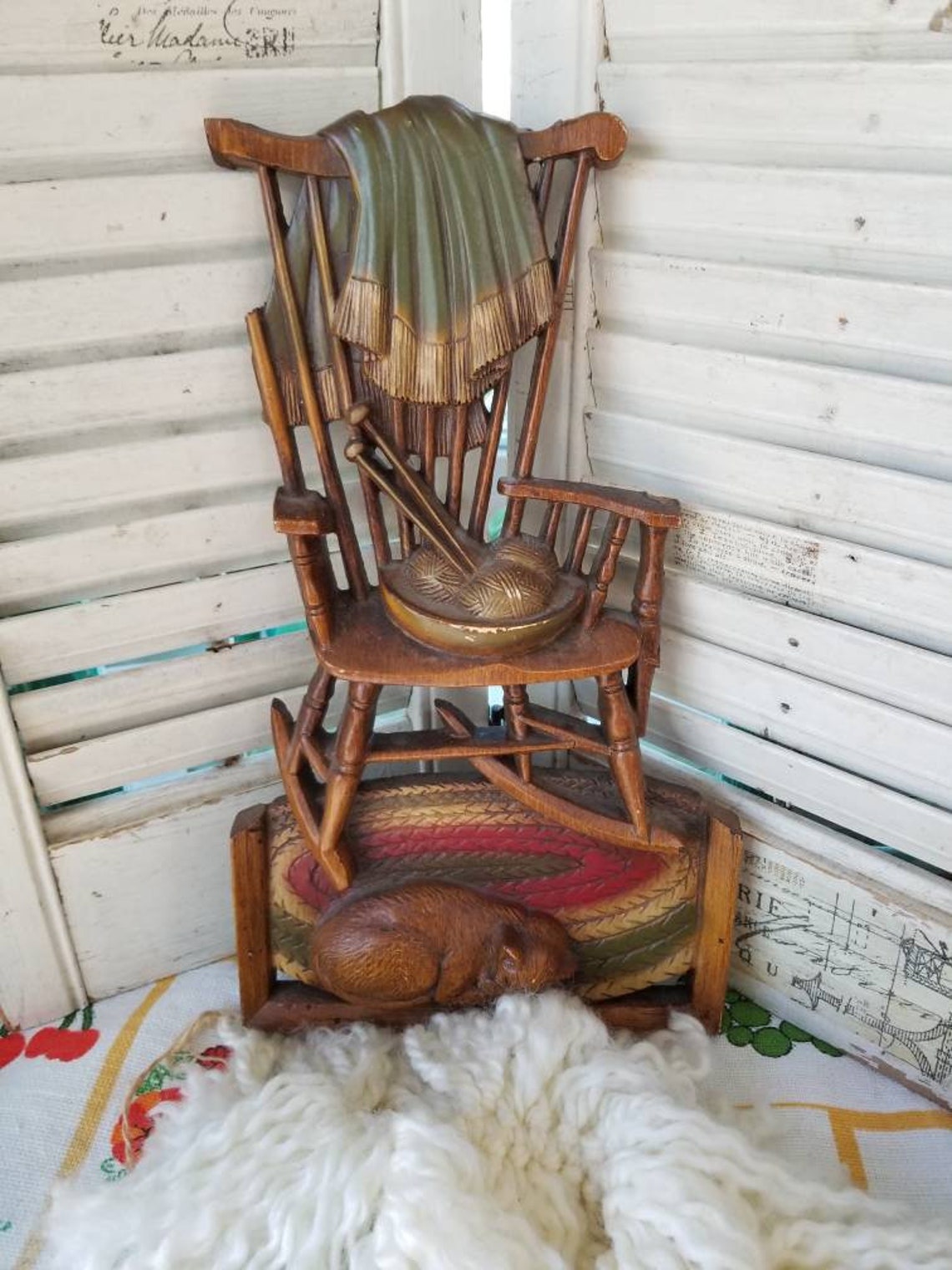 Grandma's Rocking Chair and Her Knitting Project Are Depicted in This ...