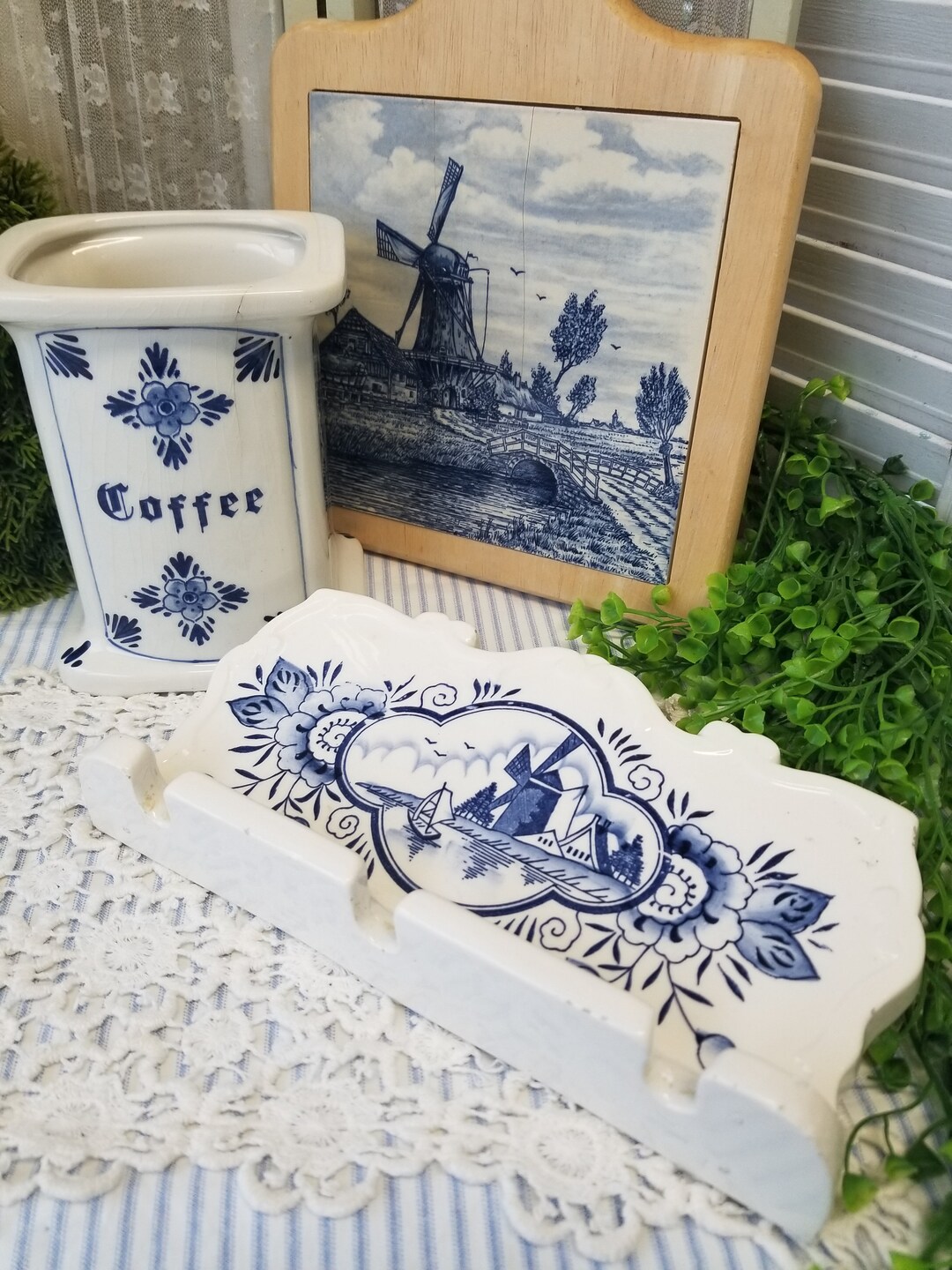 Delightful Trio of Delft Blue Dutch Kitchen Elements. This Trio ...