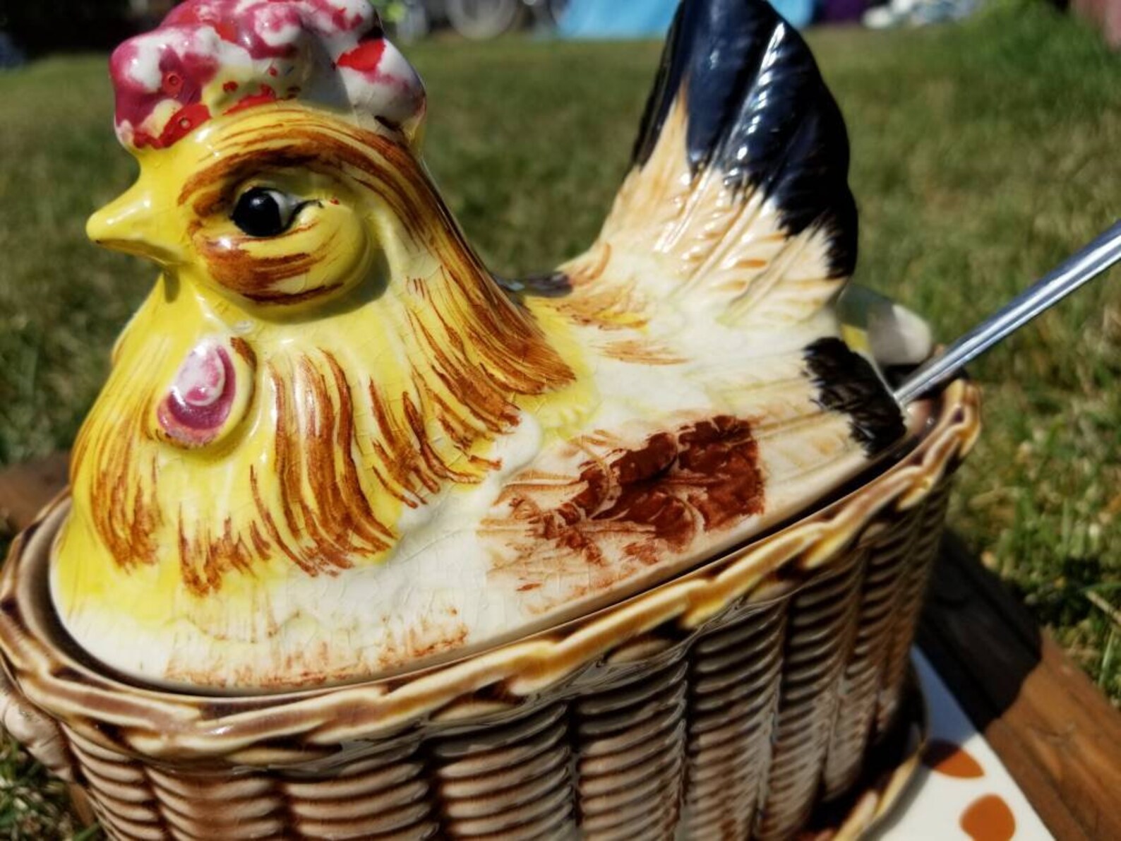 Vintage Rooster Soup Tureen. Brightly Colored Handpainted Etsy