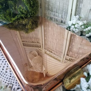Fabulous French country inspired copper roasting pan with brass handles. This  small Taurus Portugal roasting pan belongs in your kitchen.