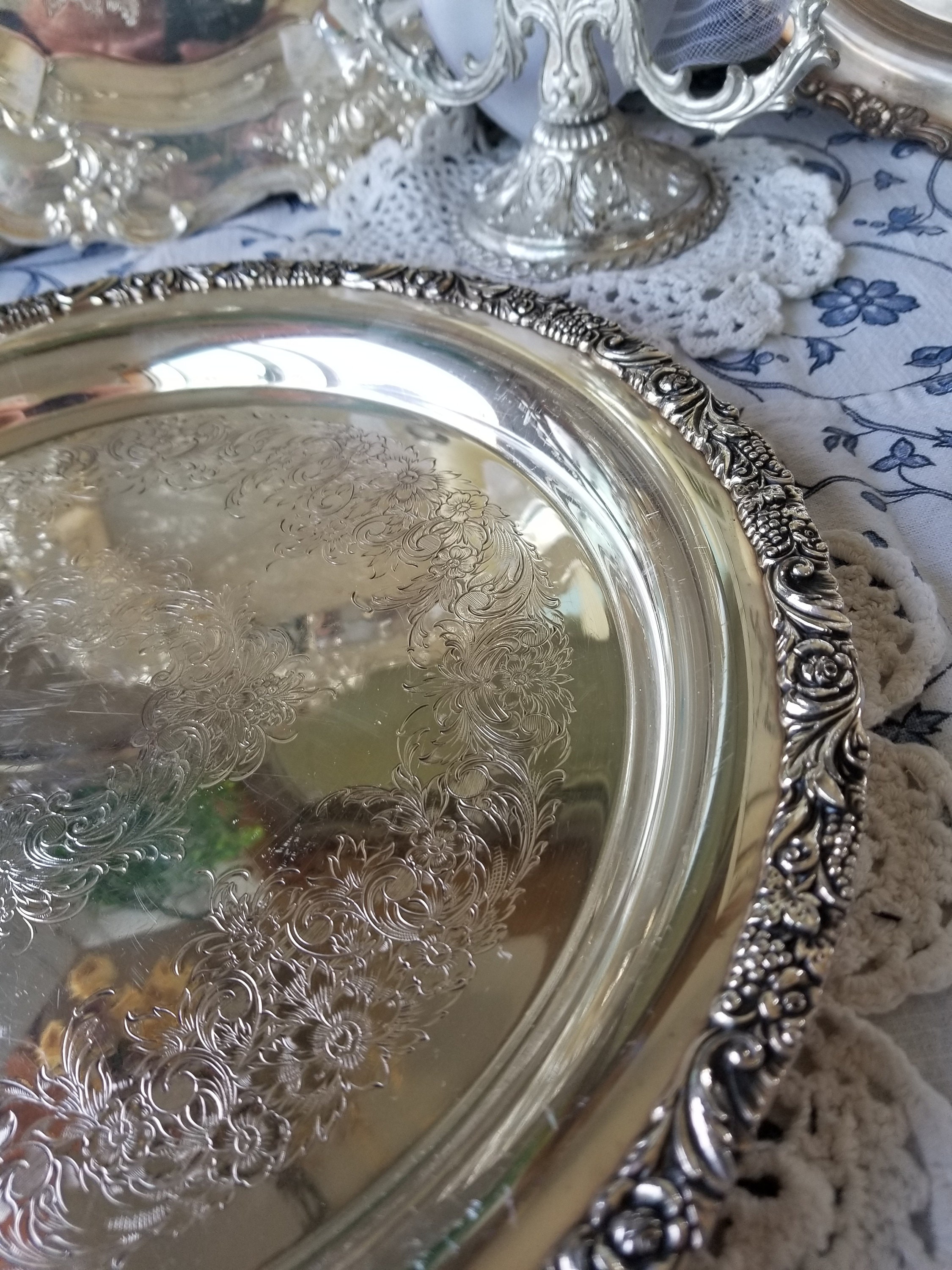 【Webster Wilcox】 ギャラリートレー サークル型 39cm 華麗！ Webster Wilcox Tray - Etsy