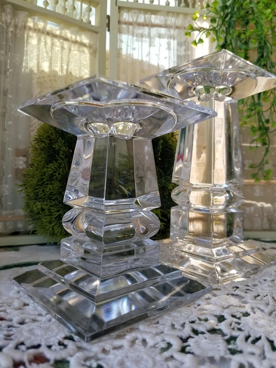 Exquisite Pair of Heavy Mikasa Crystal Candlesticks. These Squared ...