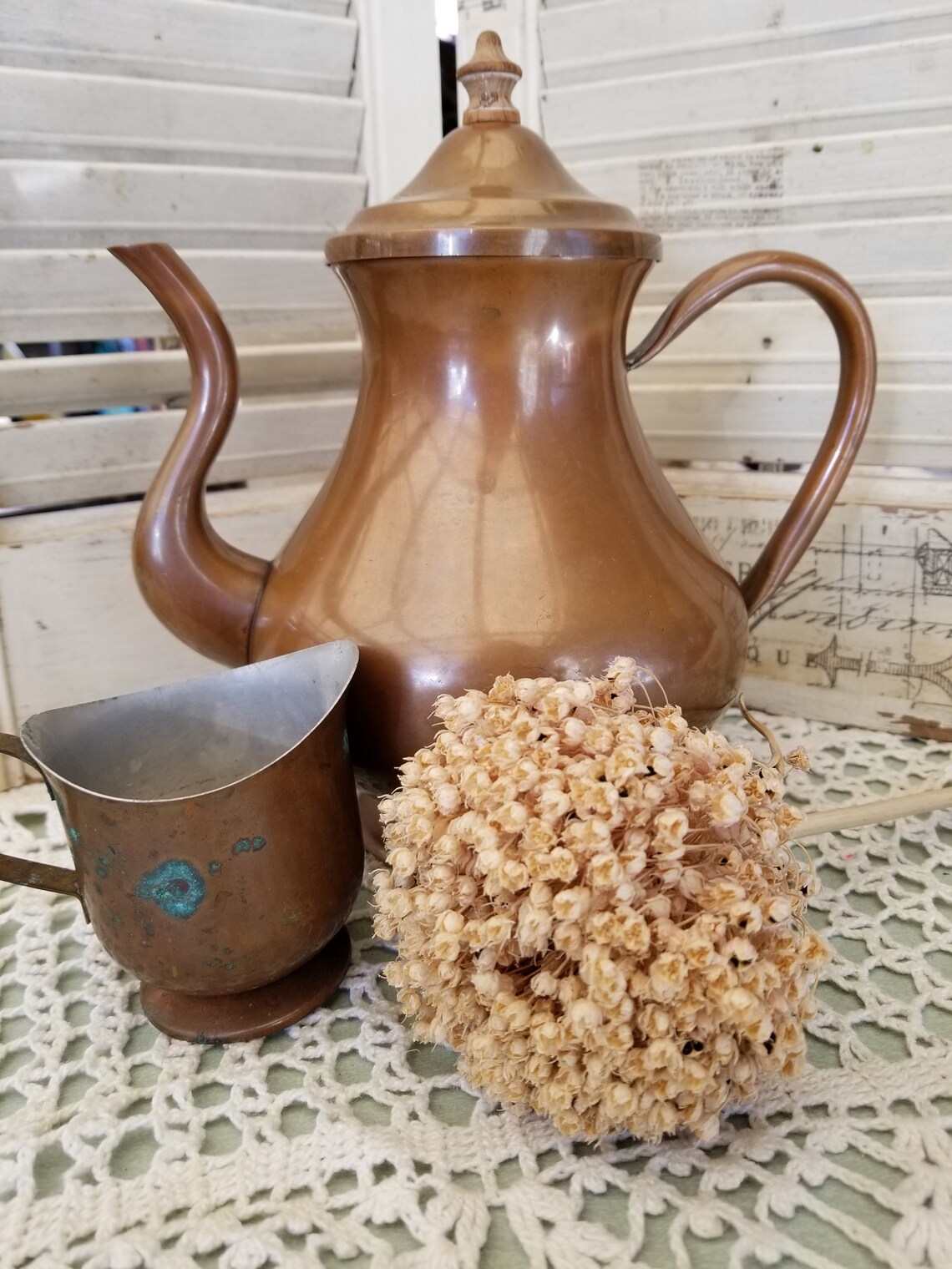 Striking Tagus midcentury copper coffee pot. The smooth Etsy
