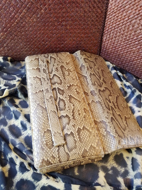 Exotic vintage authentic python skin clutch purse… - image 7