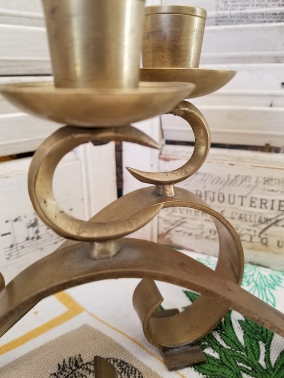 Home Décor Midcentury solid brass candlesticks from Japan These heavy
