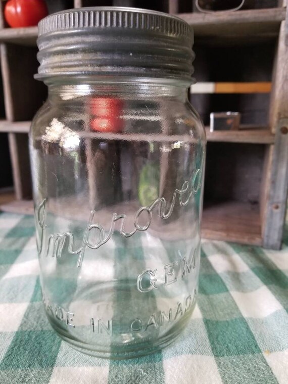 Vintage improved Imperial gem canning jar with zinc and glass Etsy