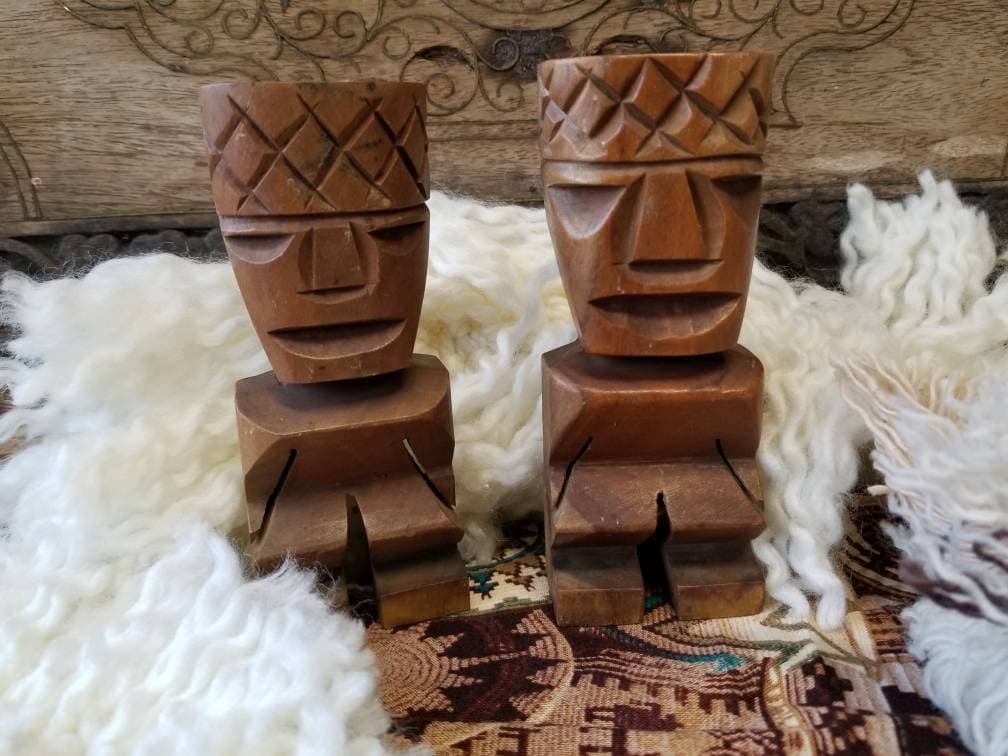 Moai Easter Island Mini Figure Handmade Tiki Tropical Resin Statue Plant  Accent