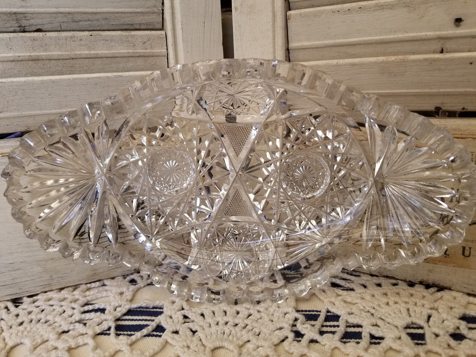 Sparkling 24 Leaded Cut Crystal Oval Candy Dish. This Heavy Etsy