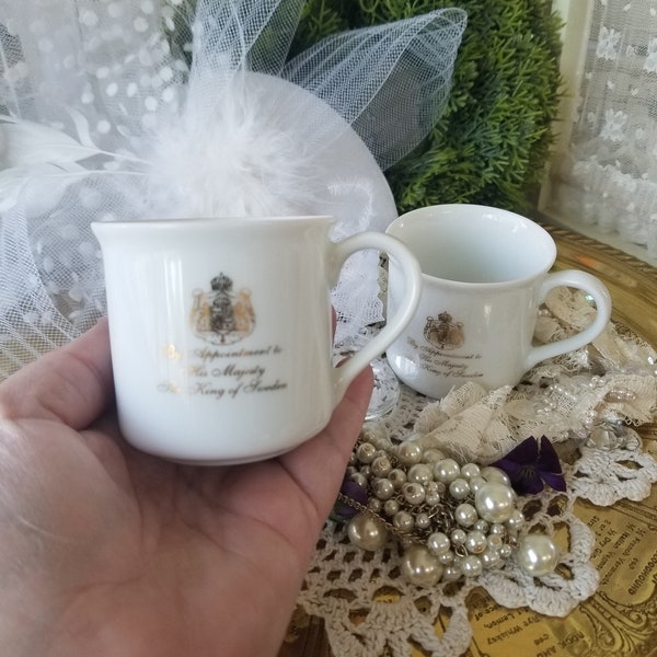 Sip your espresso in style from these 'King of Sweden' porcelain cups. This pair of White Gevalia Kaffe cups well elevate your coffee bar.