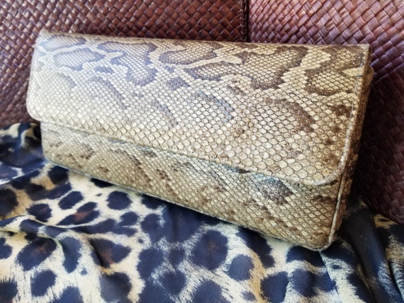 Exotic vintage authentic python skin clutch purse… - image 1