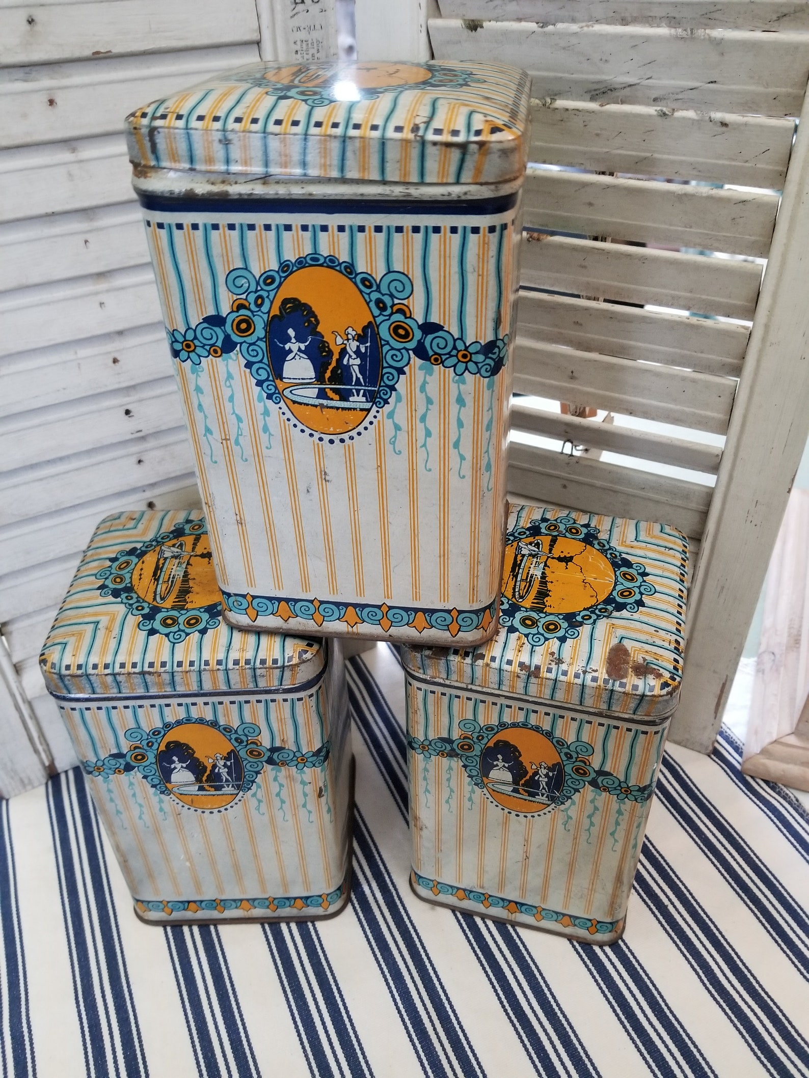 Glorious French Country Canister Set of 3. This 1900 Era Rusty Etsy
