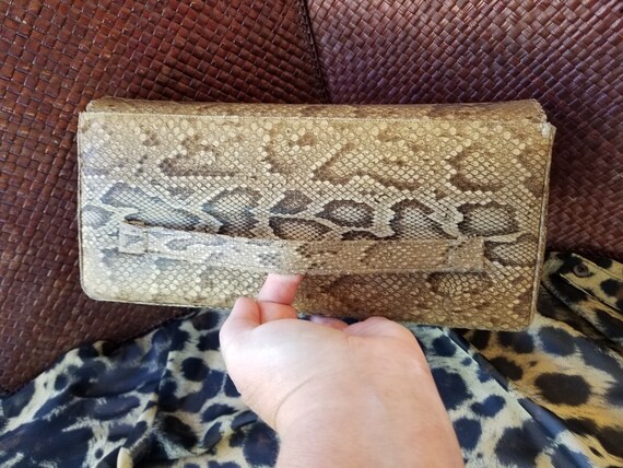 Exotic vintage authentic python skin clutch purse… - image 8