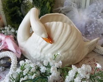 Vintage Swan Mini Planter Painted Pink With Added Florals - Etsy