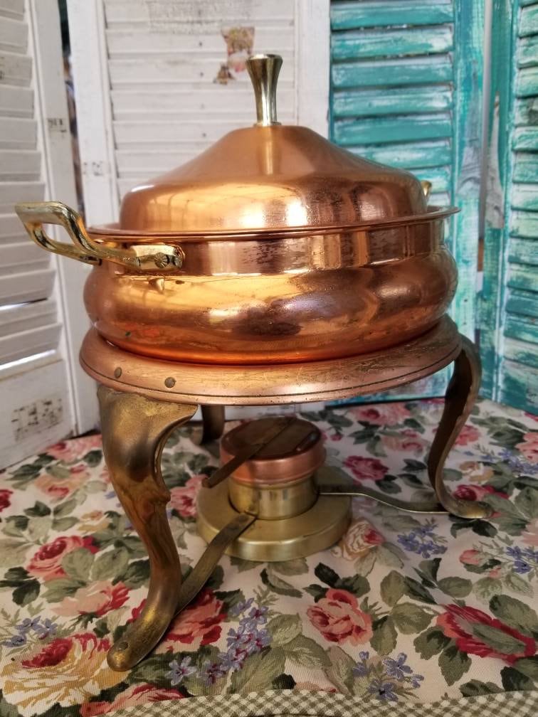 Vintage Colonial Copper Chafing Dish/Fondue Pot agrohort.ipb.ac.id