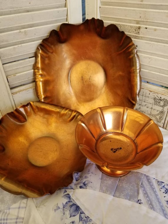 Beautiful Trio Intriguing MCM Copper Bowls. Add Some Stylish