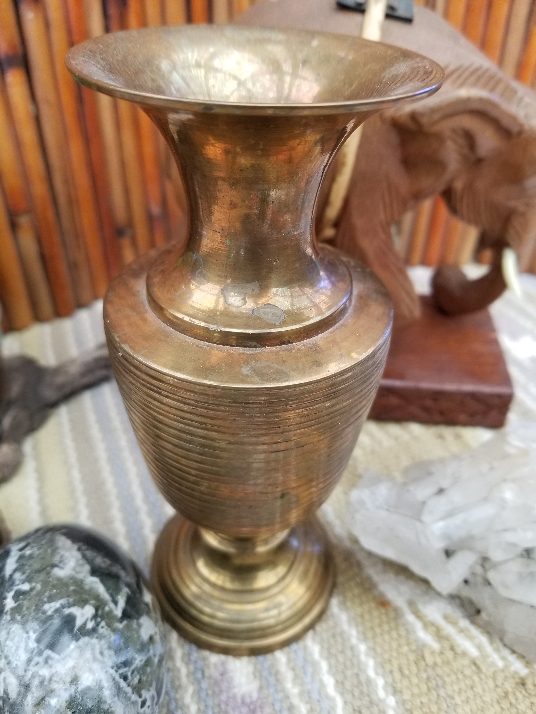 Unique Indian brass vase. This rustic ribbed brass vase full Etsy