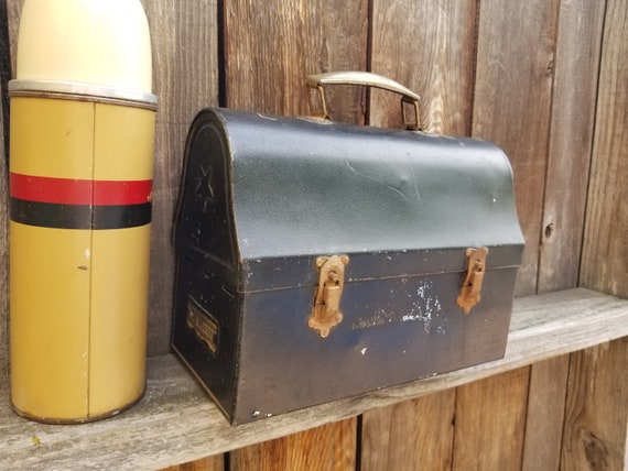 Rusty Crusty Old Domed Metal Lunch Box. This Five Pointed Star
